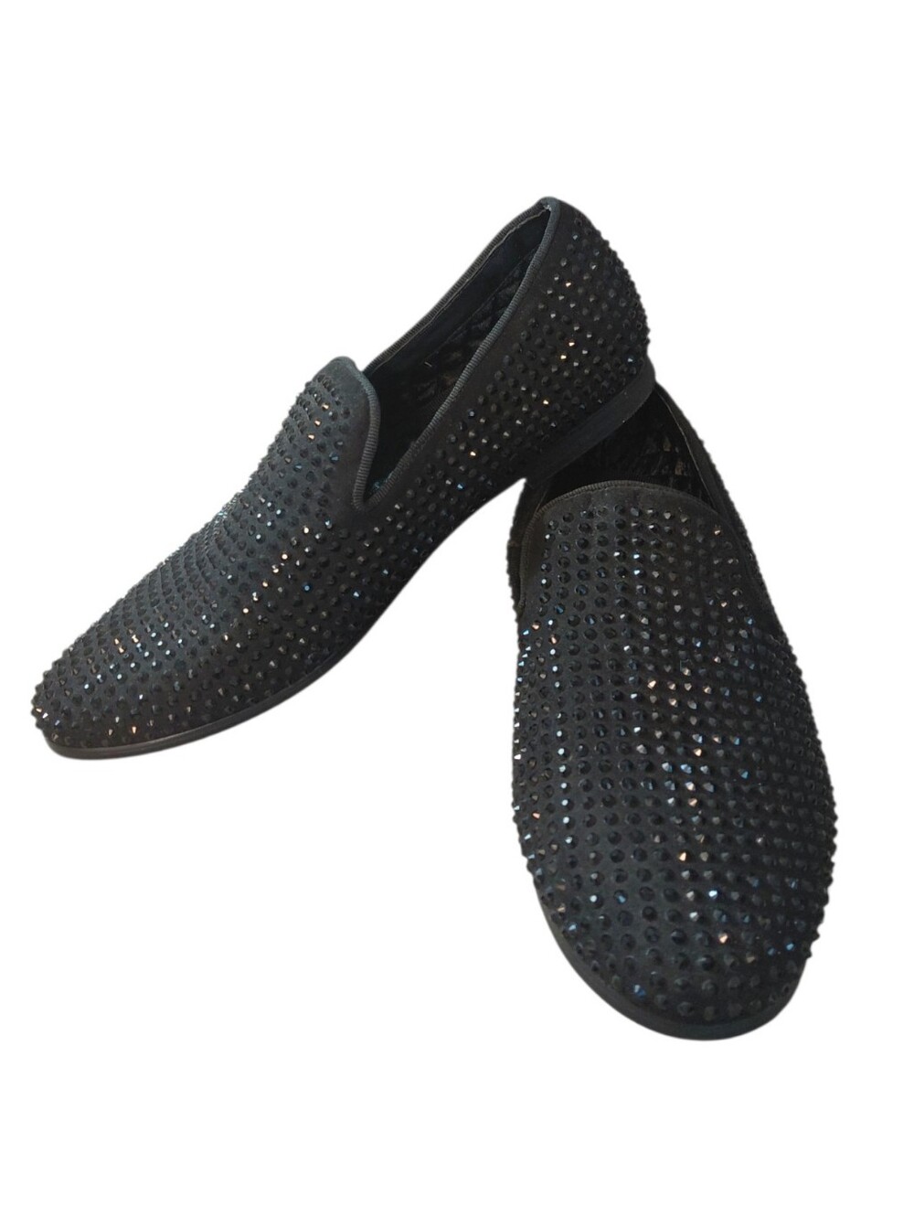 Steve Madden Crystal-Studded Black Slip-On Loafers Men's Size 6